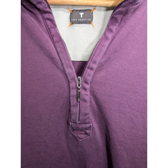 Left Coast Tee Mens Quarter Zip Long Sleeve Sz XL Burgundy Pima Cotton Peru - Picture 4 of 6